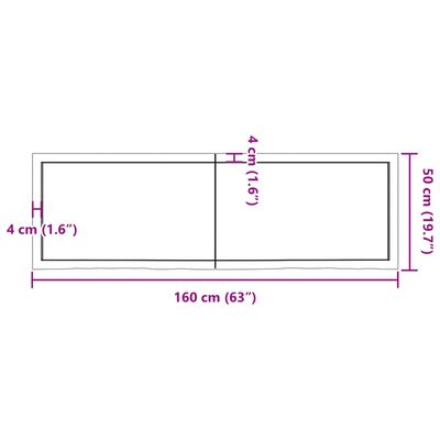 vidaXL Wall Shelf Light Brown 63"x19.7"x(0.8"-1.6") Treated Solid Wood Oak