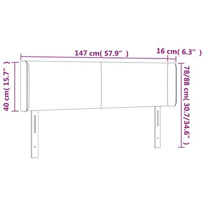 vidaXL LED Headboard Light Gray 57.9"x6.3"x30.7"/34.6" Fabric