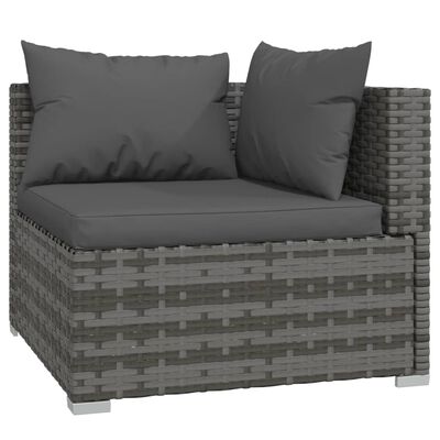 vidaXL 4 Piece Patio Lounge Set with Cushions Poly Rattan Gray