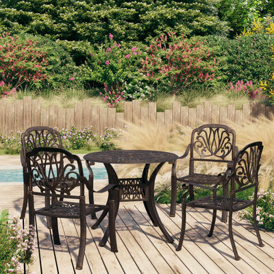 vidaXL 5 Piece Bistro Set Cast Aluminum Bronze