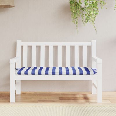 vidaXL Garden Bench Cushion Blue&White Stripe 47.2"x19.7"x2.8" Fabric