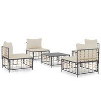 vidaXL 5 Piece Patio Lounge Set with Cushions Anthracite Poly Rattan