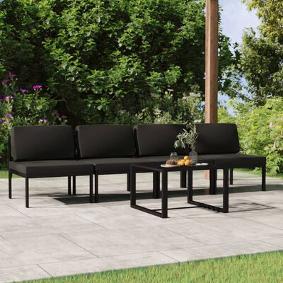 vidaXL 5 Piece Patio Lounge Set with Cushions Aluminum Anthracite