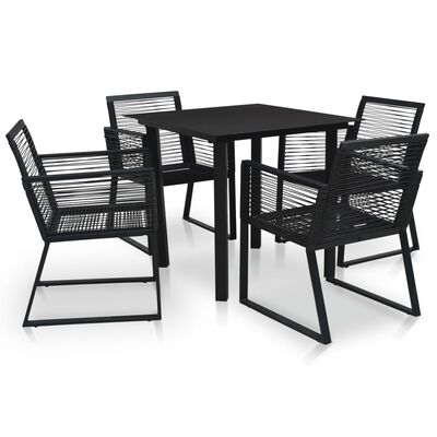 vidaXL 5 Piece Patio Dining Set PVC Rattan Black