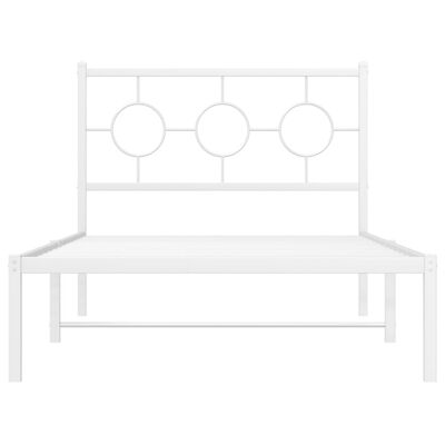 vidaXL Metal Bed Frame without Mattress with Headboard White 39.4"x78.7"