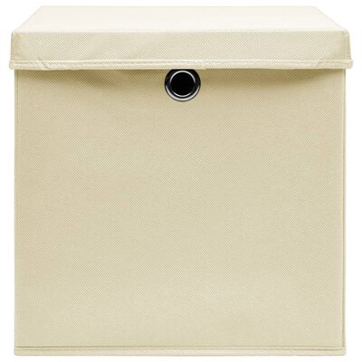 vidaXL Storage Boxes with Lid 4 pcs Cream 12.6"x12.6"x12.6" Fabric