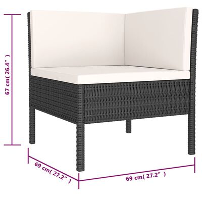 vidaXL 6 Piece Patio Lounge Set with Cushions Poly Rattan Black