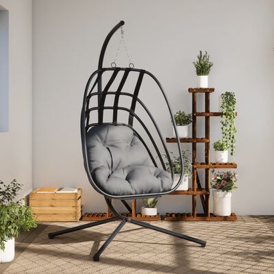 vidaXL Hanging Egg Chair with Stand Anthracite Steel