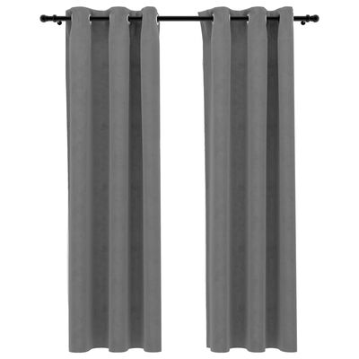 vidaXL Blackout Curtains with Rings 2 pcs Gray 37"x63" Velvet