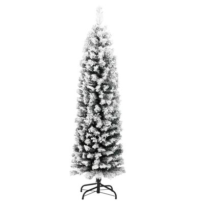 vidaXL Slim Artificial Christmas Tree with Flocked Snow Green 4 ft PVC