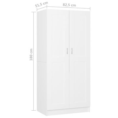 vidaXL Wardrobe White 32.5"x20.3"x70.9" Engineered Wood