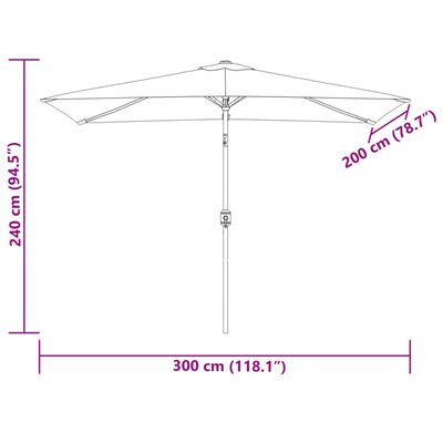 vidaXL Garden Parasol with Metal Pole 118"x78.7" Terracotta