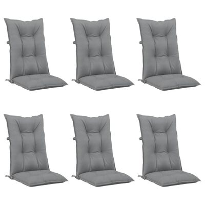 vidaXL Garden Highback Chair Cushions 6 pcs Gray 47.2"x19.7"x2.8" Fabric