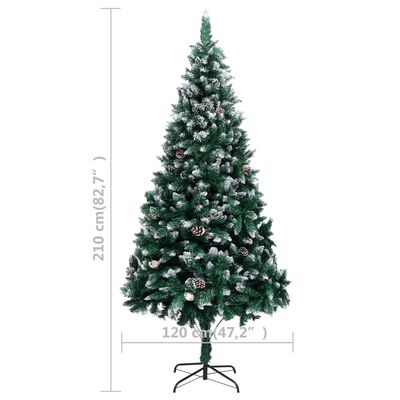 vidaXL Artificial Christmas Tree with Pine Cones and White Snow 7 ft