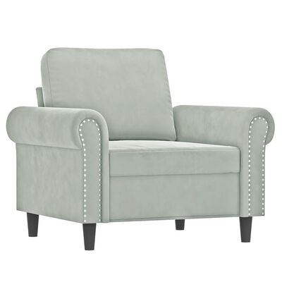 vidaXL 3 Piece Sofa Set with Pillows Light Gray Velvet