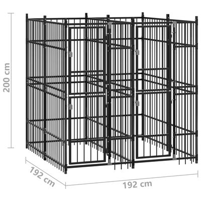 vidaXL Outdoor Dog Kennel Steel 39.7 ft²