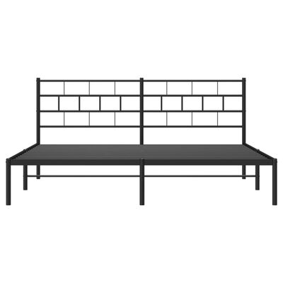 vidaXL Metal Bed Frame without Mattress with Headboard Black 76"x79.9"