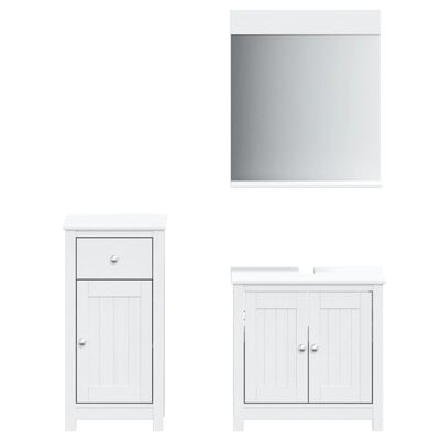 vidaXL 3 Piece Bathroom Furniture Set BERG White Solid Wood Pine