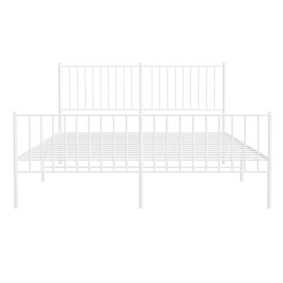 vidaXL Metal Bed Frame with Headboard and Footboard White 59.8"x78.7"