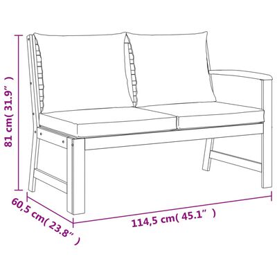 vidaXL 11 Piece Patio Dining Set with Cushions Solid Wood Acacia