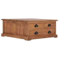 vidaXL Coffee Table 26.8"x26.7"x11.8" Solid Teak Wood