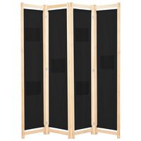 vidaXL 4-Panel Room Divider Black 62.9"x66.9"x1.6" Fabric