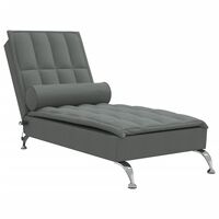 vidaXL Massage Chaise Lounge with Bolster Dark Gray Fabric