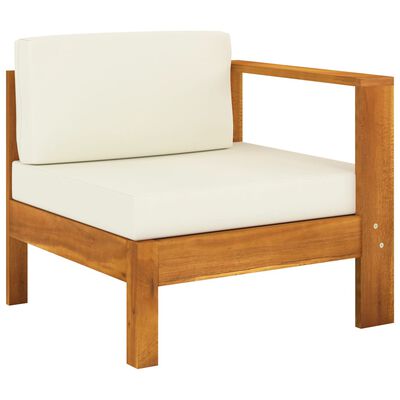 vidaXL 5 Piece Patio Lounge Set with Cream White Cushions Acacia Wood