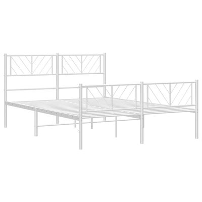 vidaXL Metal Bed Frame without Mattress with Footboard White 53.1"x74.8"