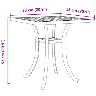 vidaXL Patio Table White 20.9"x20.9"x20.9" Cast Aluminum