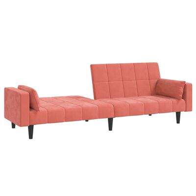 vidaXL 2-Seater Sofa Bed with Two Pillows Pink Velvet