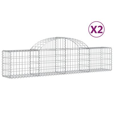 vidaXL Arched Gabion Baskets 2 pcs 78.7"x11.8"x15.7"/23.6" Galvanized Iron