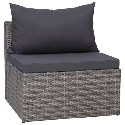 vidaXL 8 Piece Patio Lounge Set with Cushions Poly Rattan Gray