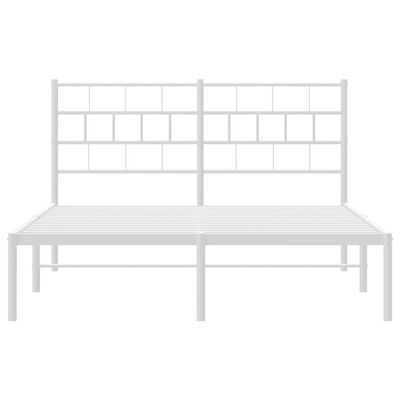 vidaXL Metal Bed Frame without Mattress with Headboard White 59.1"x78.7"