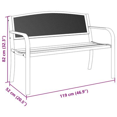 vidaXL Patio Bench 46.9" Black Steel