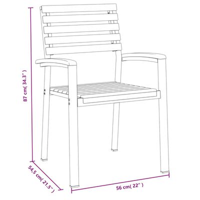 vidaXL Stackable Patio Chairs 4 pcs Solid Wood Acacia and Metal