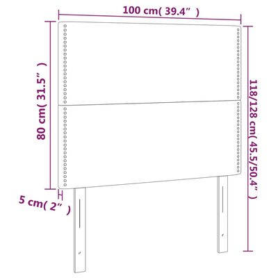 vidaXL LED Headboard Light Gray 39.4"x2"x46.5"/50.4" Velvet