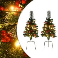 vidaXL Artificial Pathway Pre-lit Christmas Tree 2 pcs 29.9" PVC