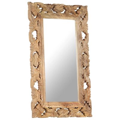 vidaXL Hand Carved Mirror Brown 31.5"x19.7" Solid Mango Wood