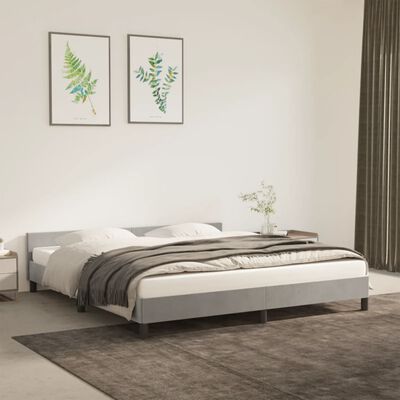 vidaXL Bed Frame with Headboard Light Gray 76"x79.9" King Velvet