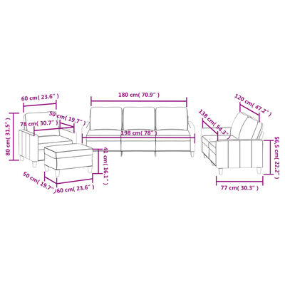 vidaXL 4 Piece Sofa Set with Cushions Black Faux Leather