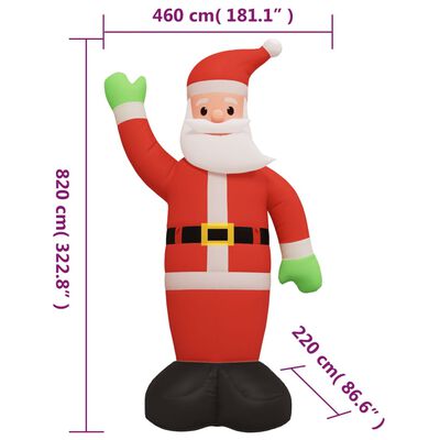 vidaXL Christmas Inflatable Santa Claus with LEDs 322.8"