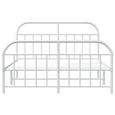 vidaXL Metal Bed Frame without Mattress with Footboard White 72"x83.9"