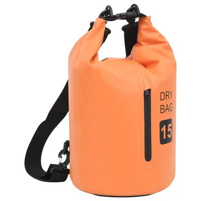 vidaXL Dry Bag with Zipper Orange 4 gal PVC