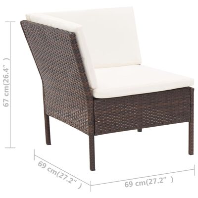 vidaXL 6 Piece Patio Lounge Set with Cushions Poly Rattan Brown