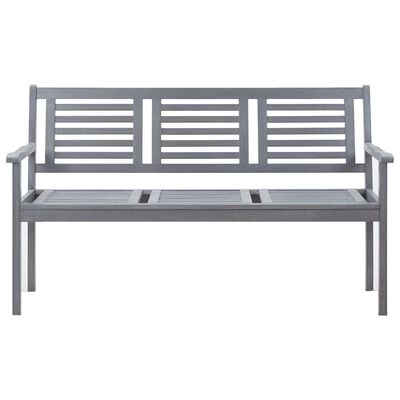 vidaXL 3-Seater Patio Bench with Cushion 59.1" Gray Eucalyptus Wood