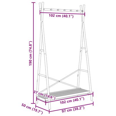 vidaXL Clothes Rack with Shelf 40.2"x19.7"x74.8" Bamboo