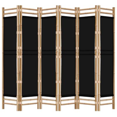 vidaXL Folding 6-Panel Room Divider 94.5" Bamboo and Canvas