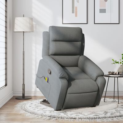 vidaXL Stand up Massage Recliner Chair Dark Gray Fabric