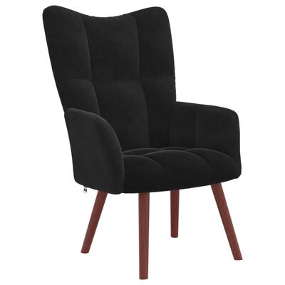 vidaXL Relaxing Chair with a Stool Black Velvet